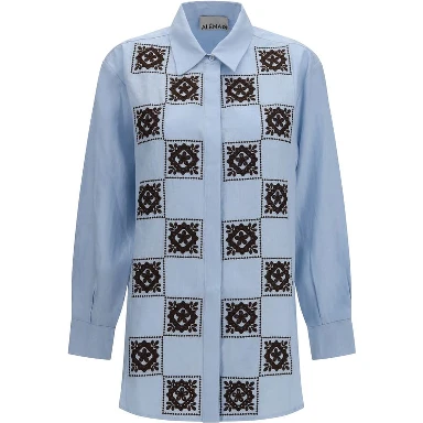 Blue Linen Pattern Shirt