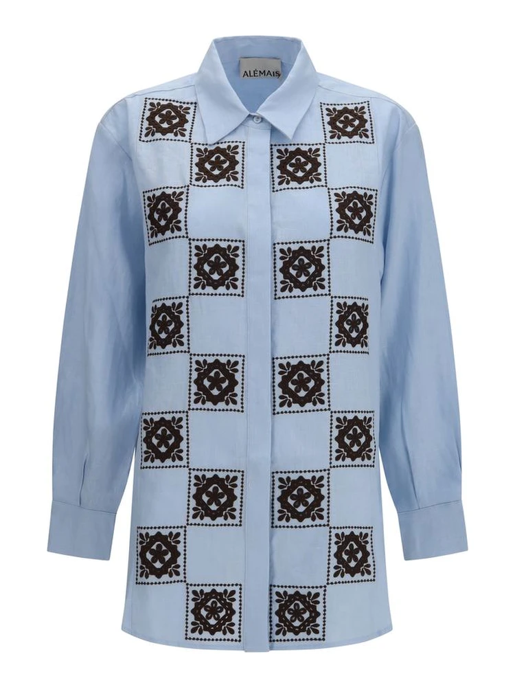 Blue Linen Pattern Shirt