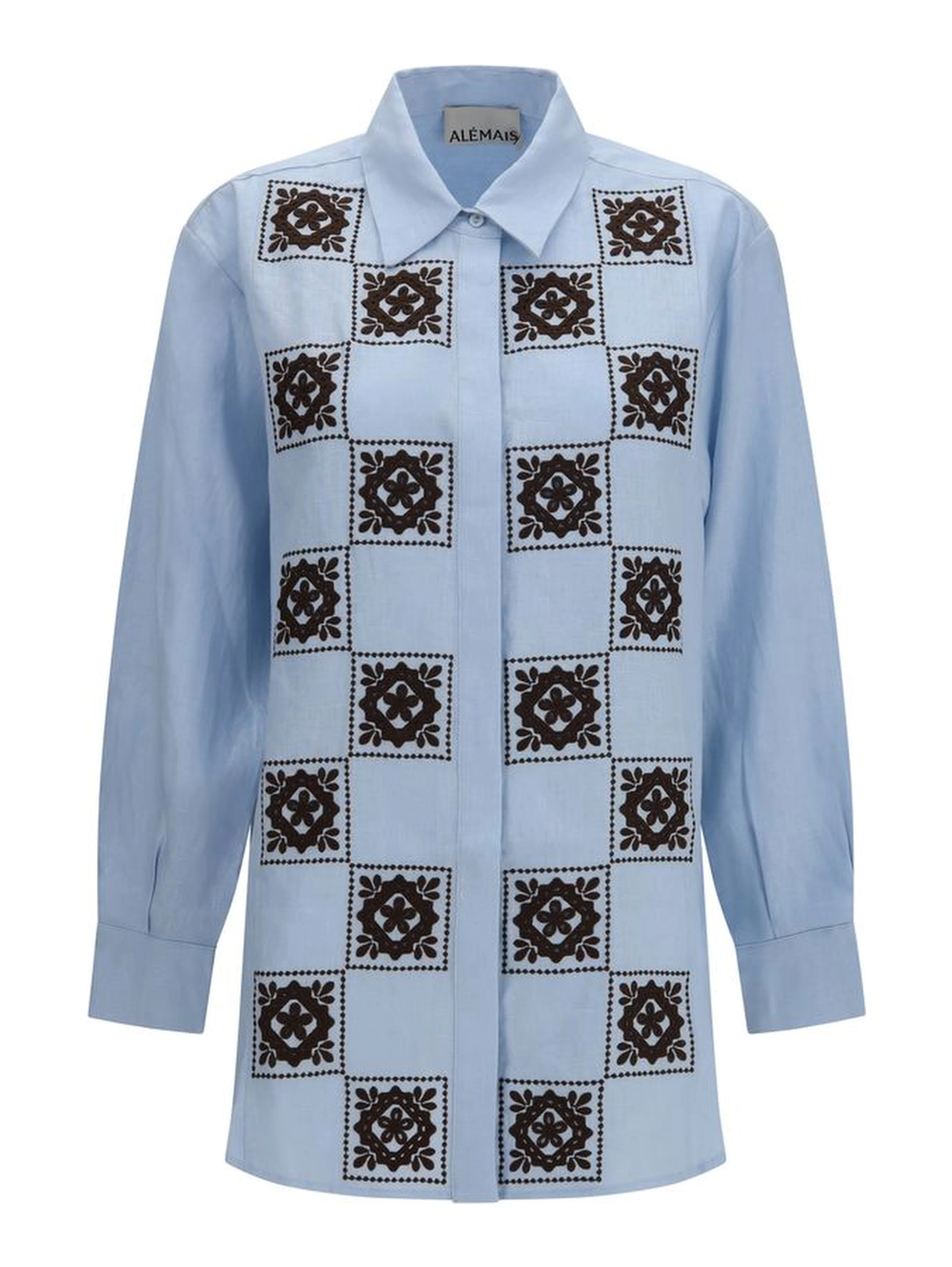 Blue Linen Pattern Shirt