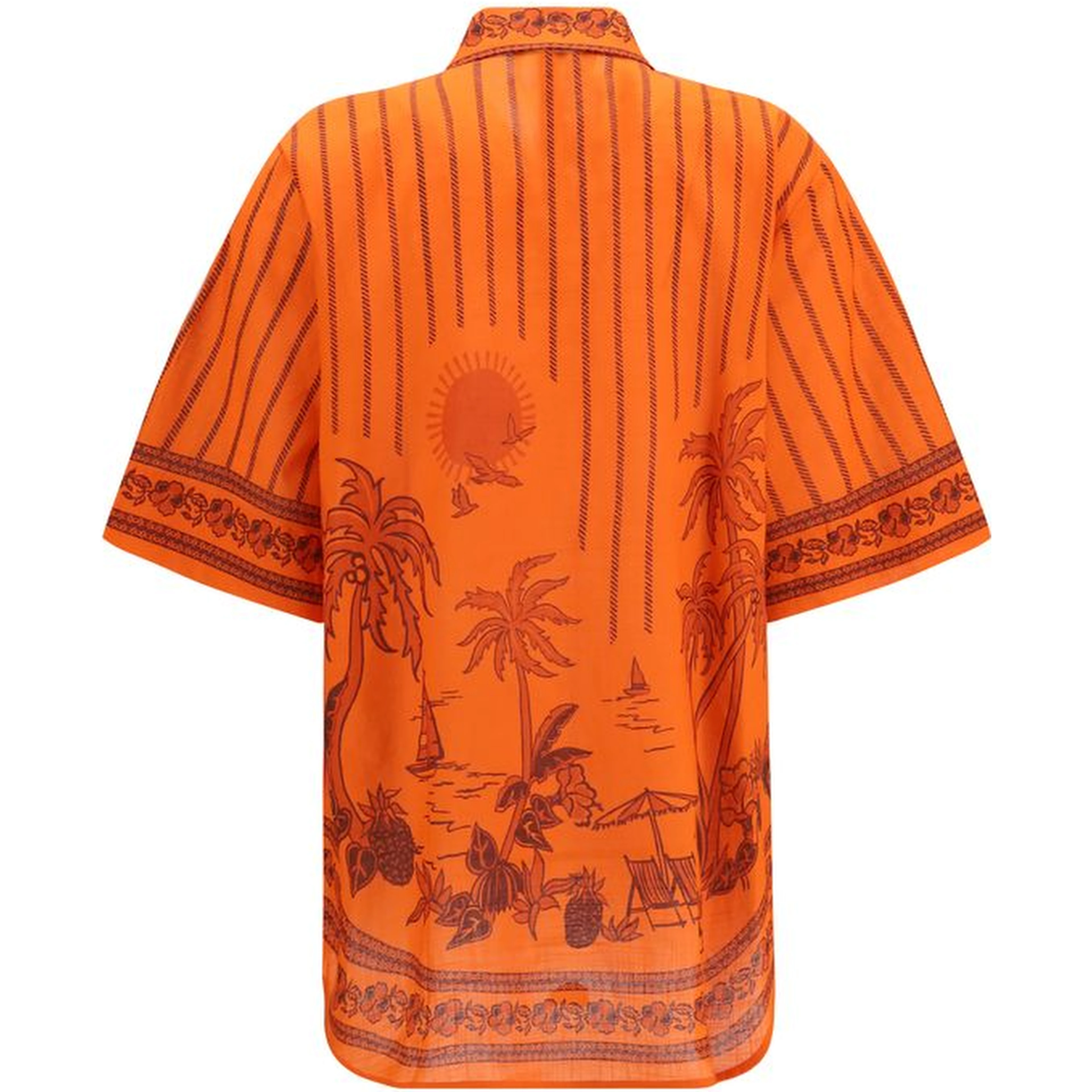 Orange Cotton Pattern Shirt