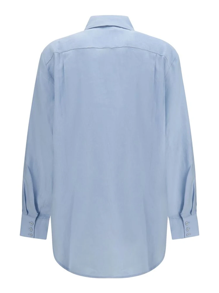 Blue Linen Pattern Shirt alternative