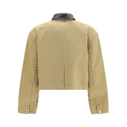 Beige Cotton Full-Length Jacket