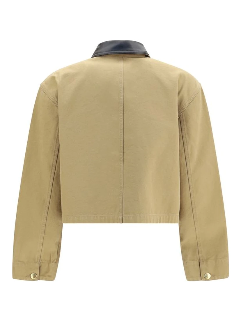 Beige Cotton Full-Length Jacket