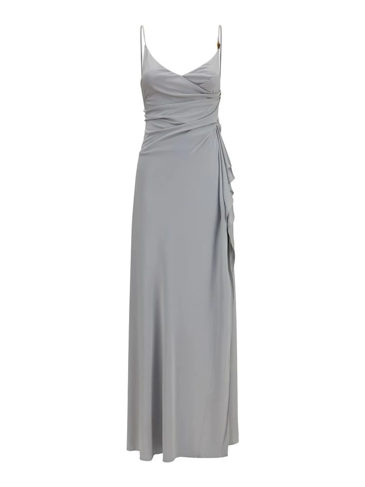 Gray Viscose Casual Dress