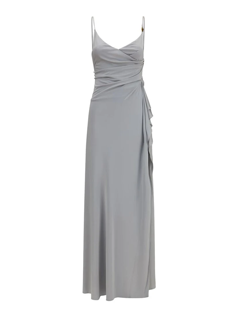 Gray Viscose Casual Dress