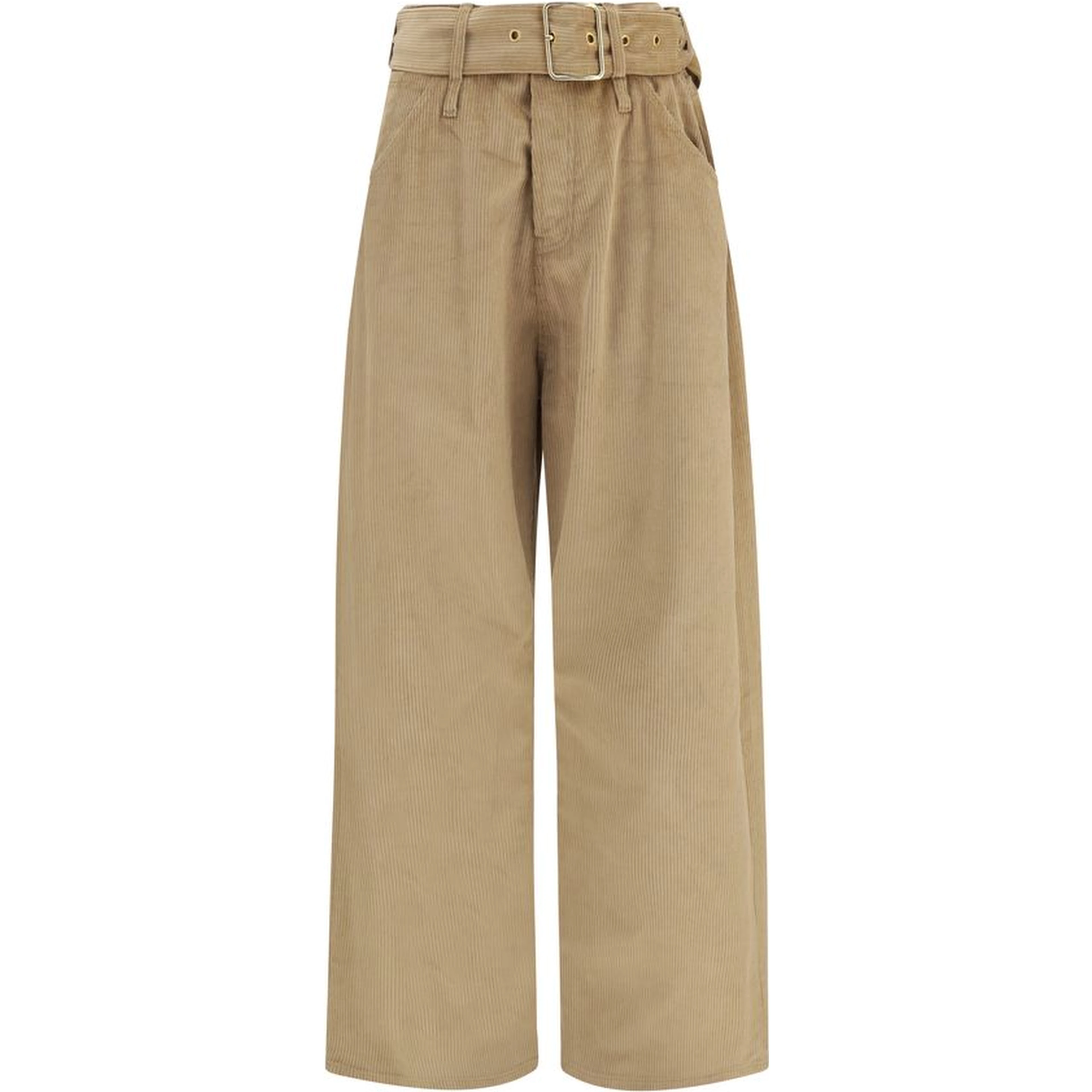 Beige Cotton Casual Pants