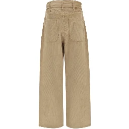 Beige Cotton Casual Pants