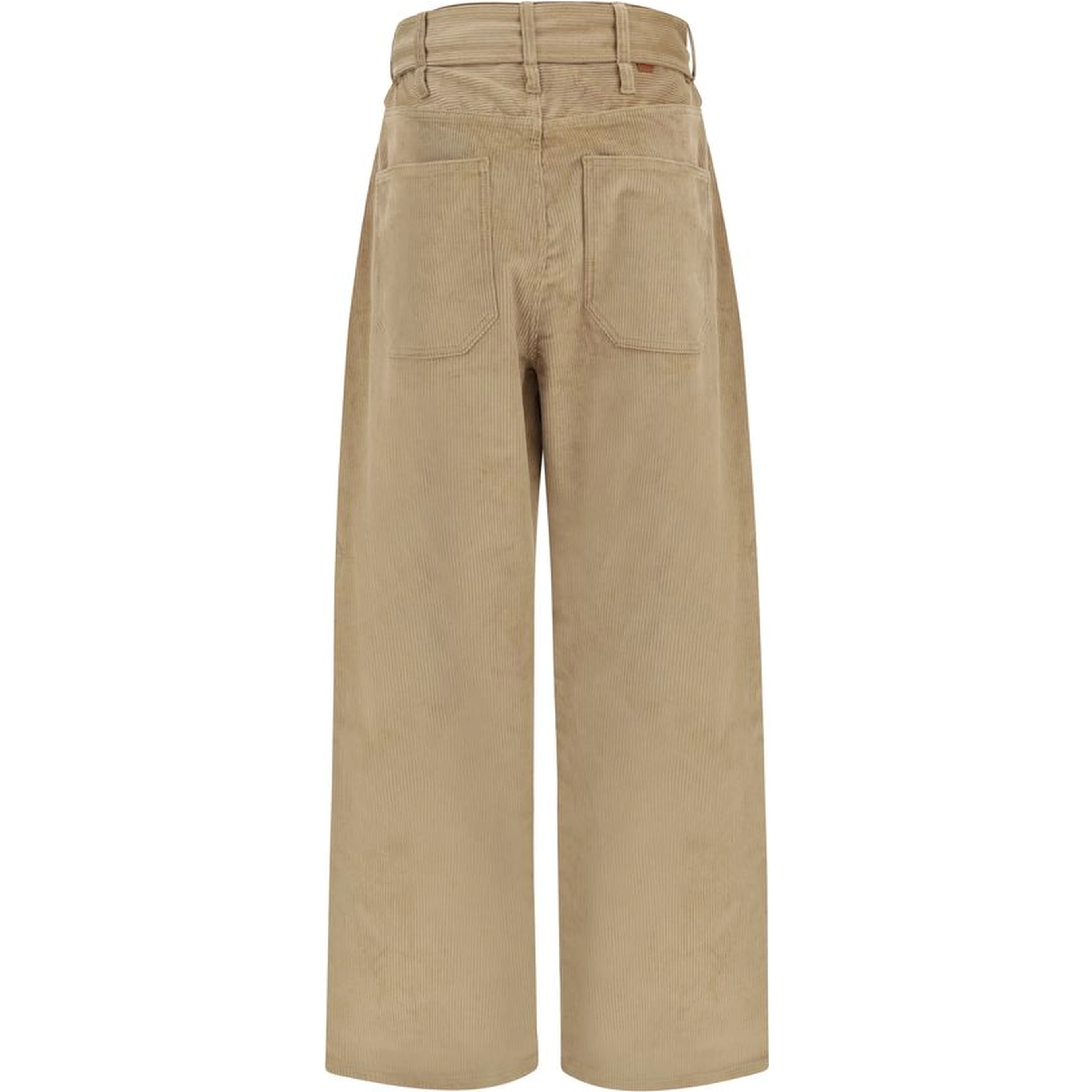 Beige Cotton Casual Pants