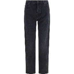 Black Cotton Straight-Leg Jeans
