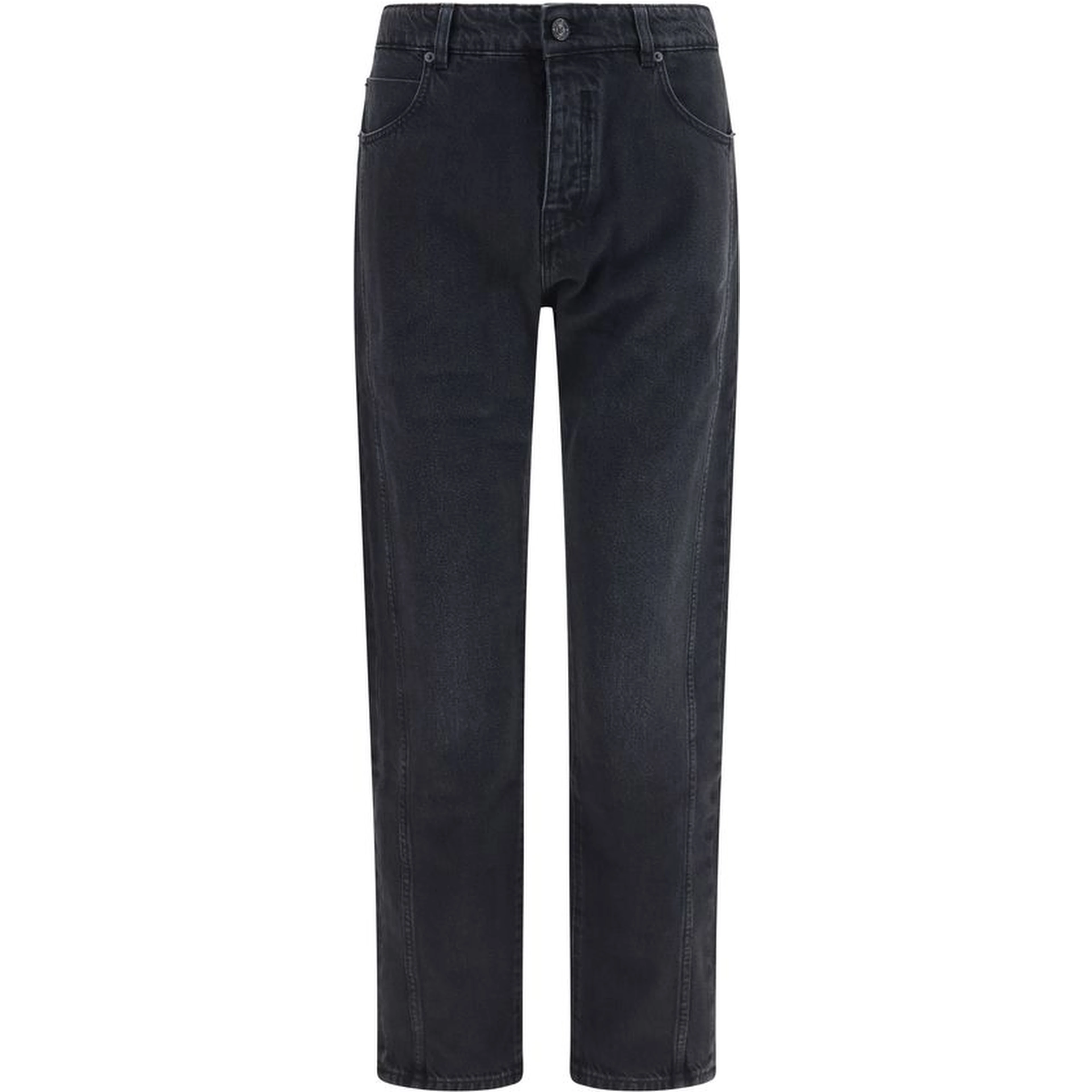 Black Cotton Straight-Leg Jeans