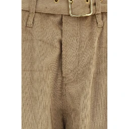 Beige Cotton Casual Pants