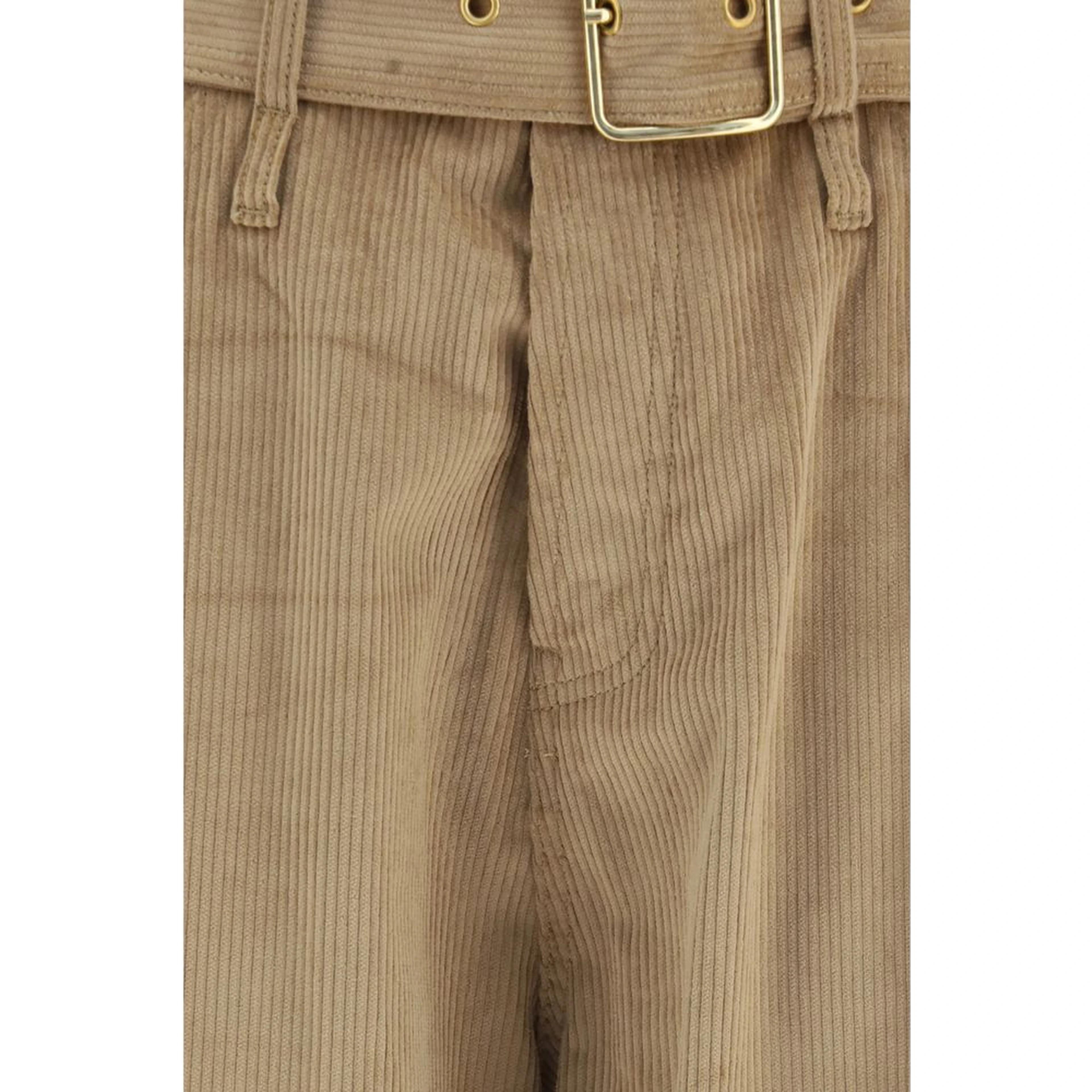 Beige Cotton Casual Pants