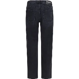 Black Cotton Straight-Leg Jeans