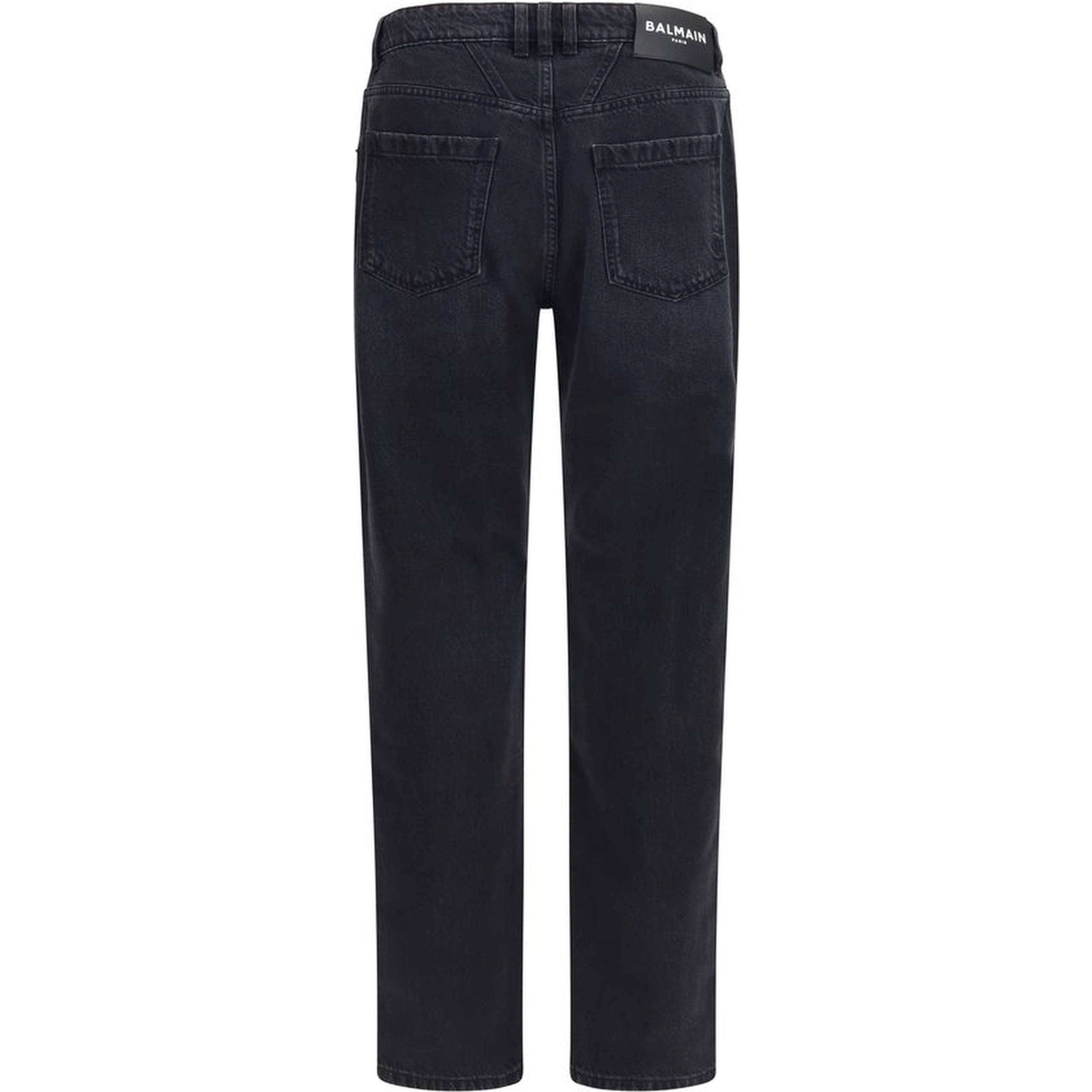 Black Cotton Straight-Leg Jeans