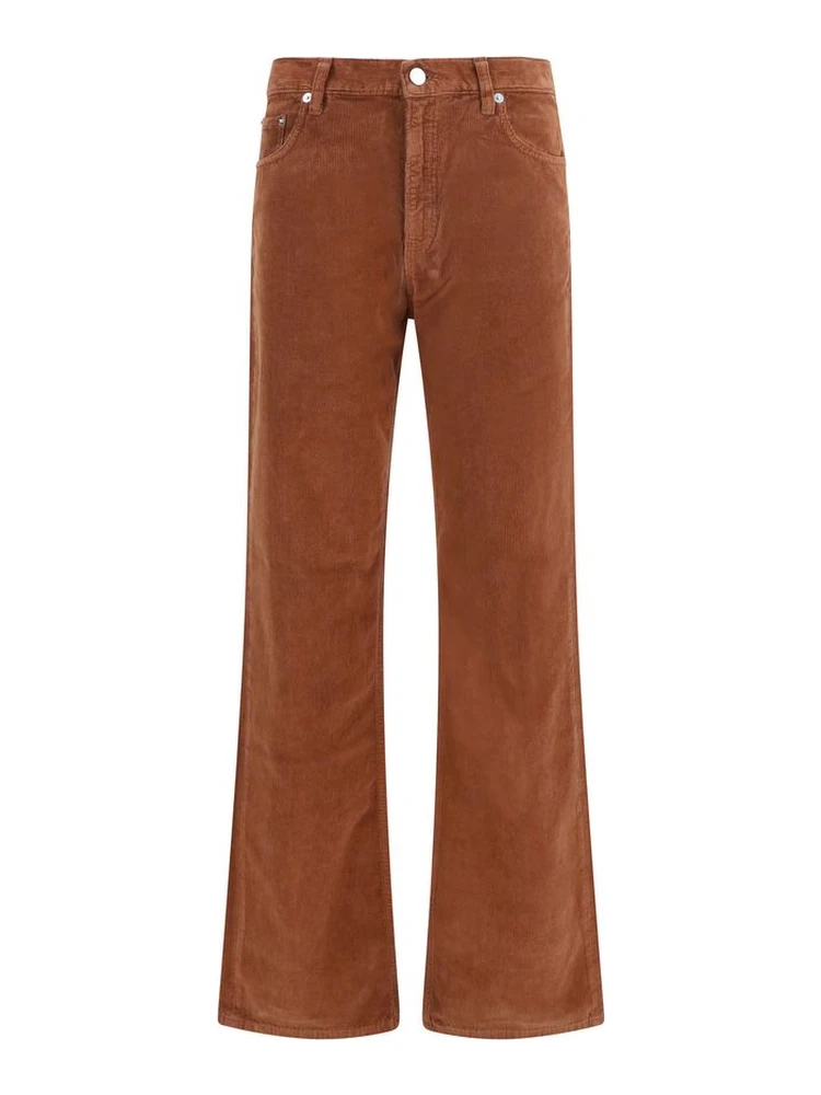 Brown Cotton Casual Pants