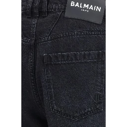 Black Cotton Straight-Leg Jeans