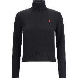 Black Merino Wool Turtleneck