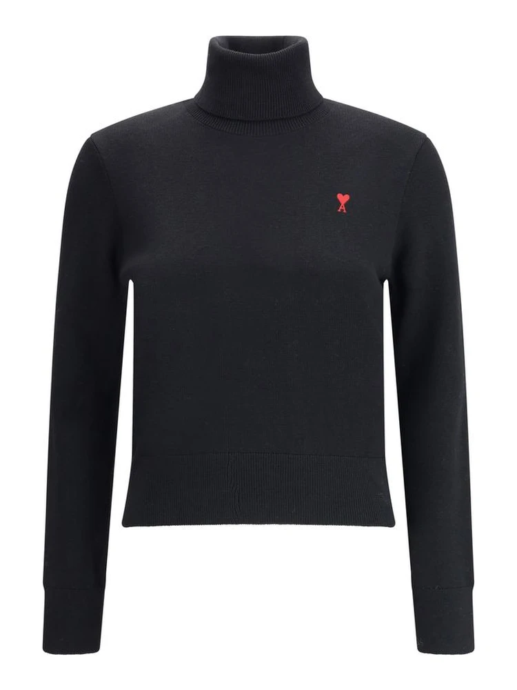 Black Merino Wool Turtleneck