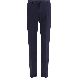 Blue Elastane Casual Pants