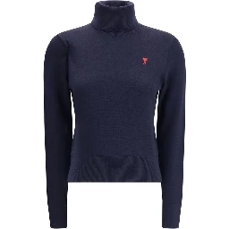 Blue Merino Wool Turtleneck