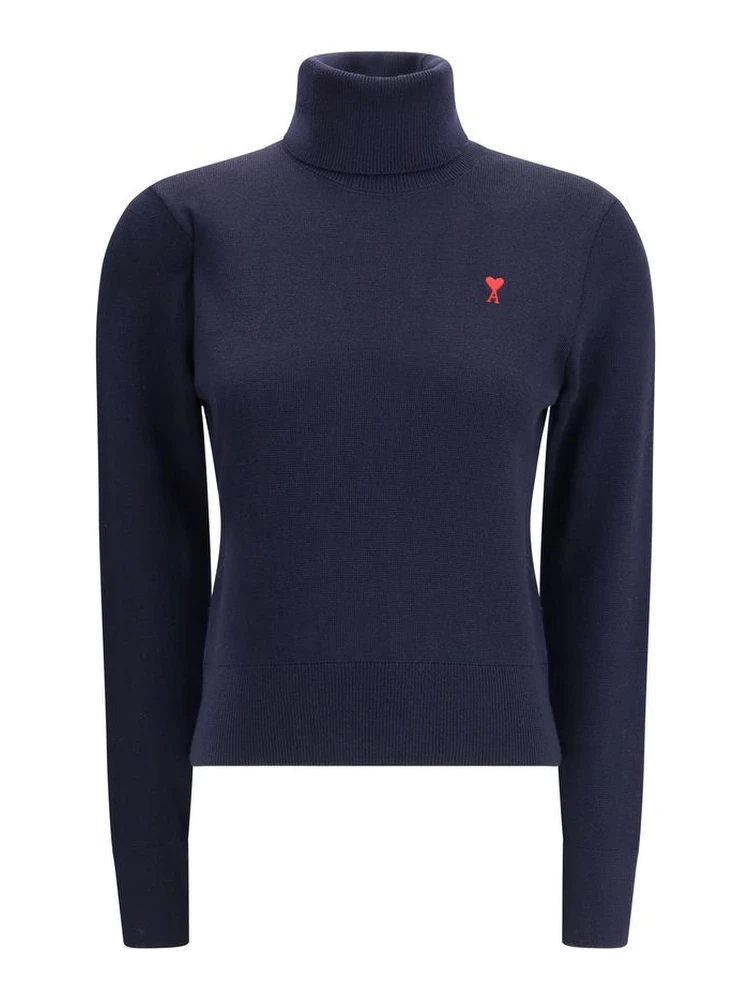 Blue Merino Wool Turtleneck