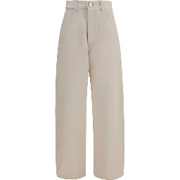 Beige Cotton Straight-Leg Jeans