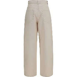 Beige Cotton Straight-Leg Jeans