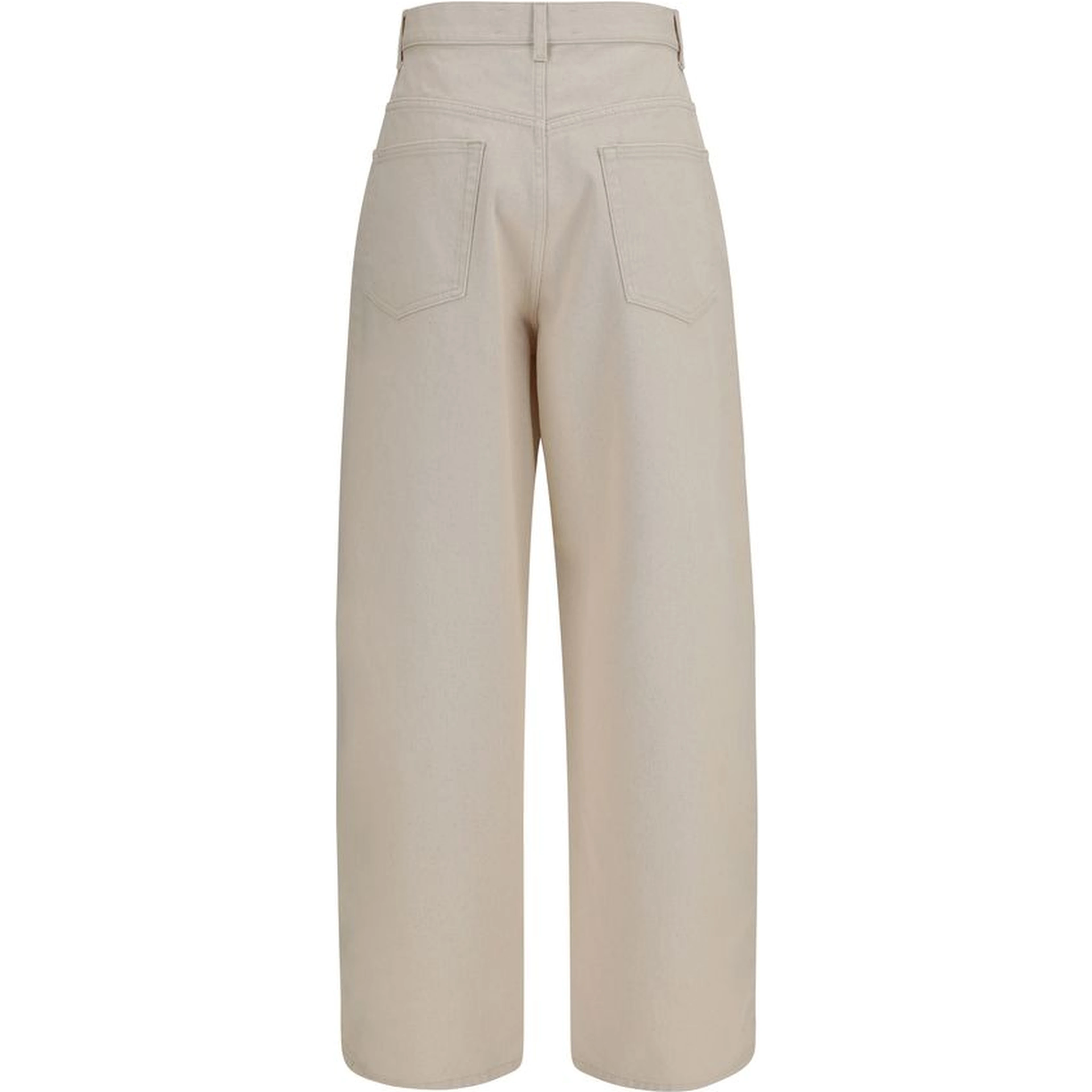 Beige Cotton Straight-Leg Jeans