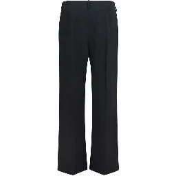 Black Polyester Casual Pants