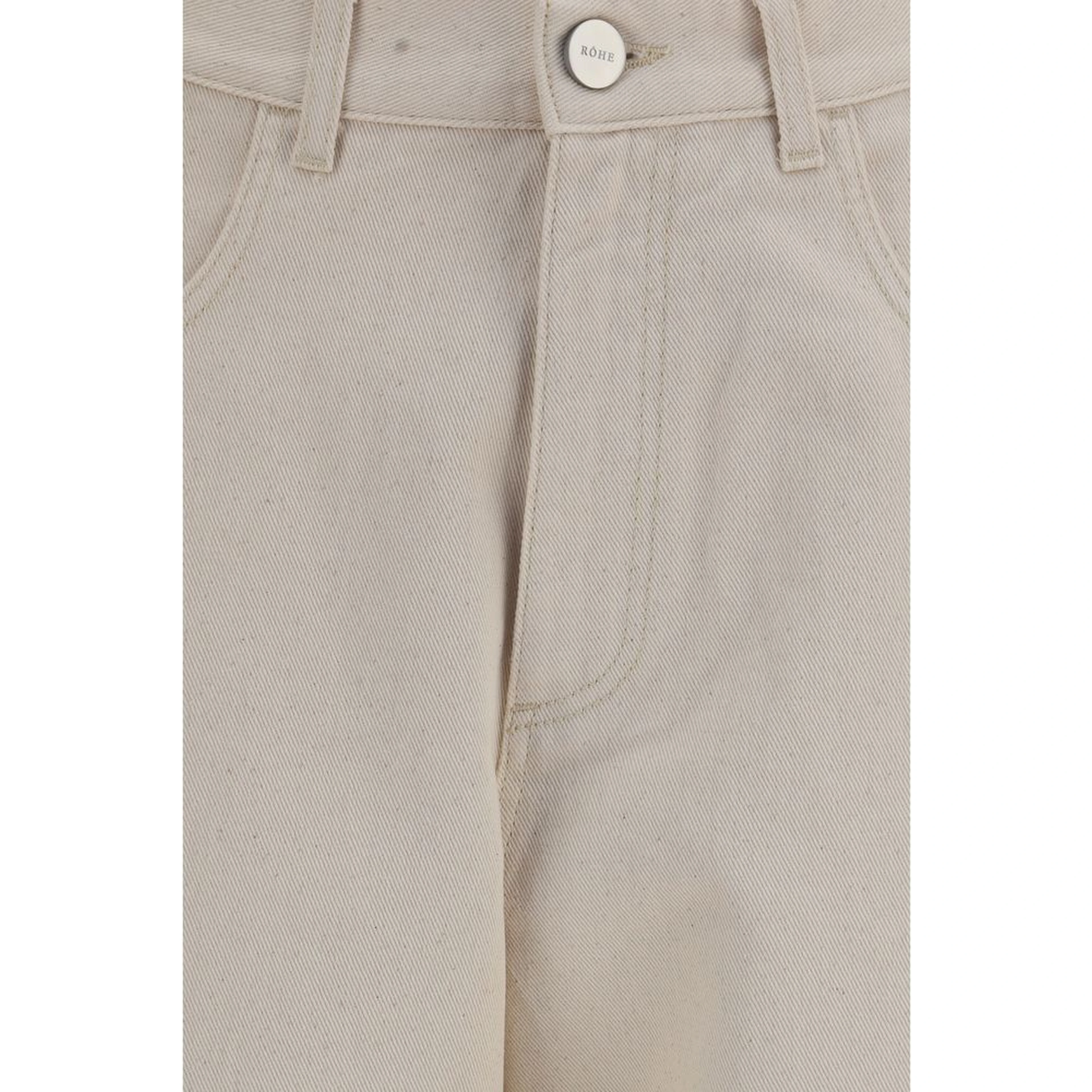 Beige Cotton Straight-Leg Jeans