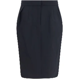 Black Cotton Midi Skirt