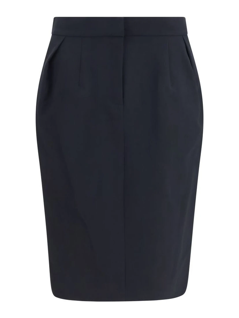 Black Cotton Midi Skirt