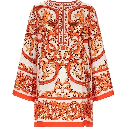 Orange Silk Short Dress