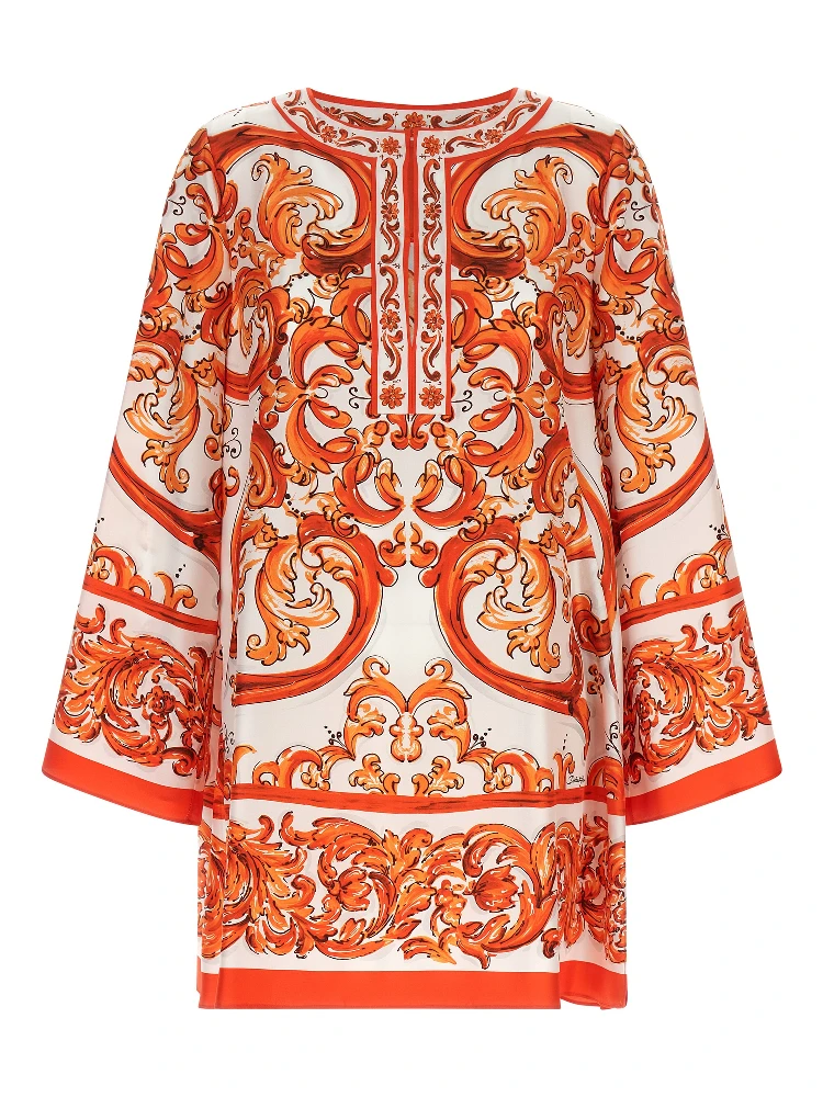 Orange Silk Short Dress