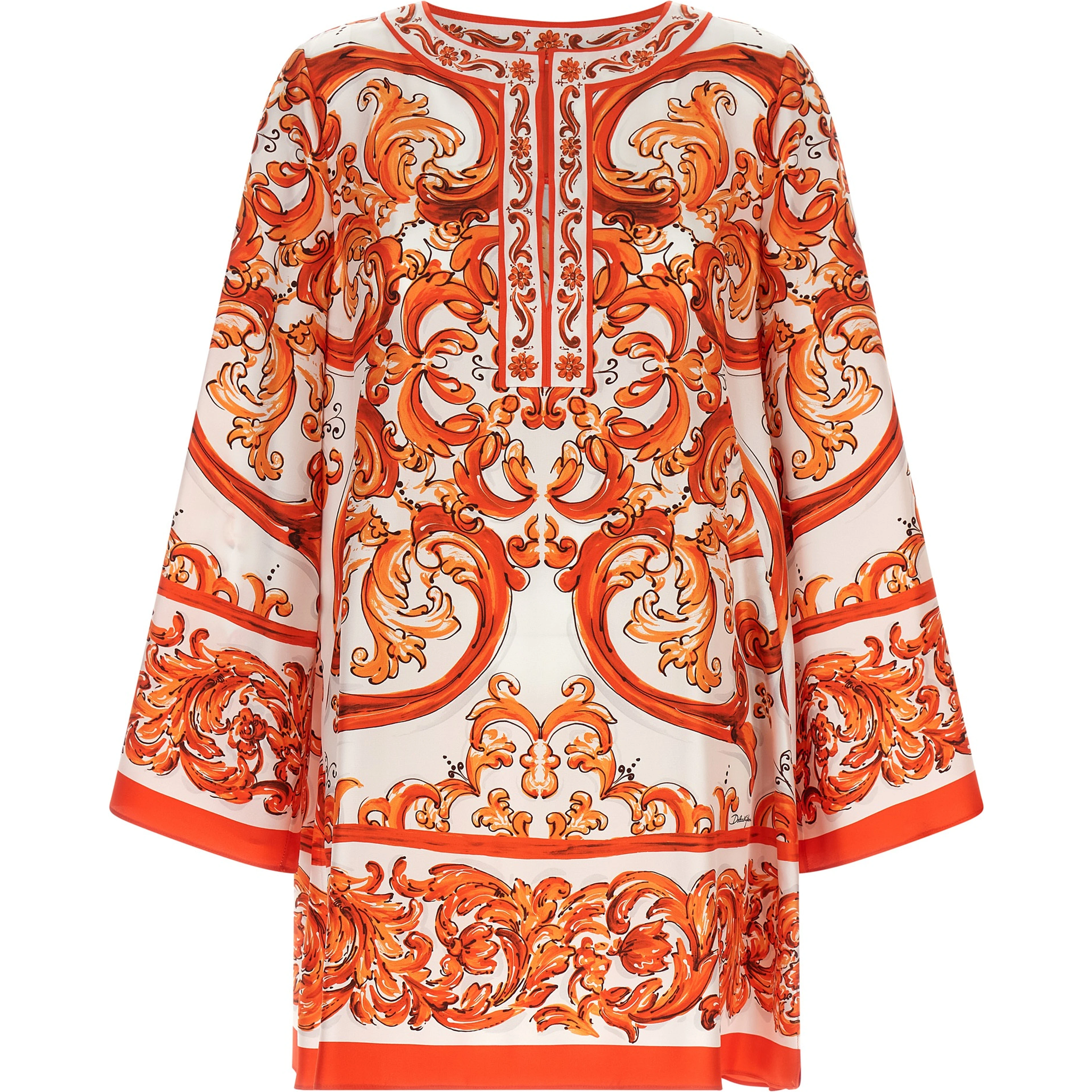 Orange Silk Short Dress