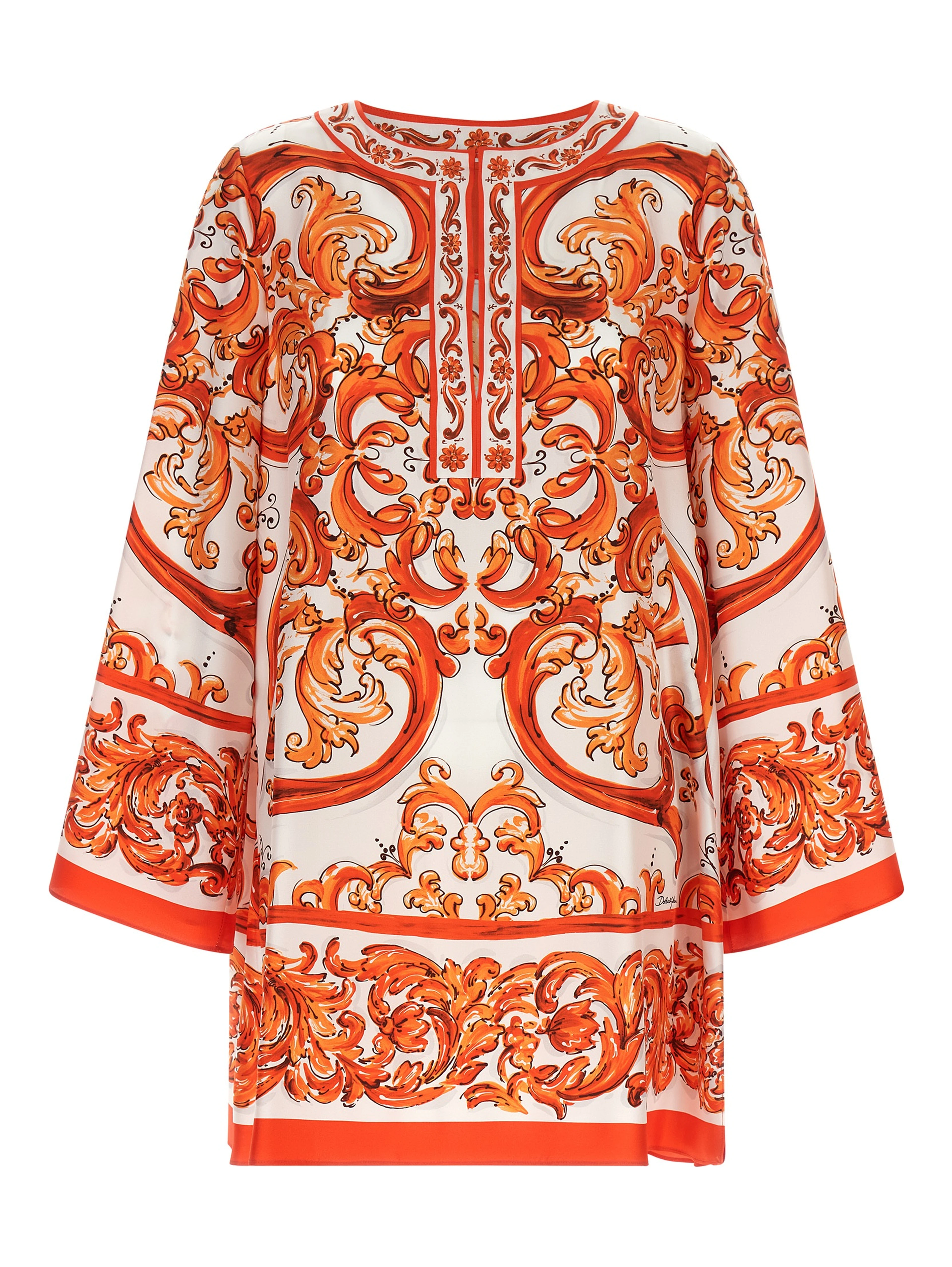 Orange Silk Short Dress