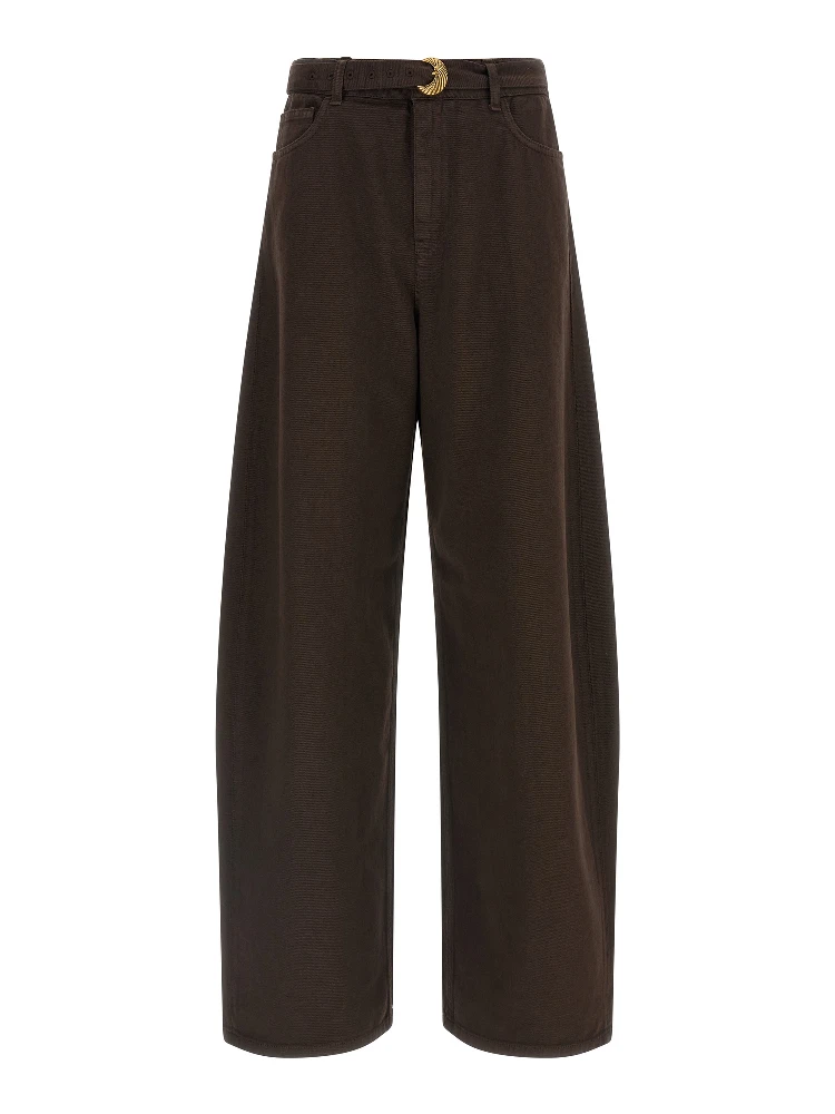 Brown Cotton High-Waisted Jean