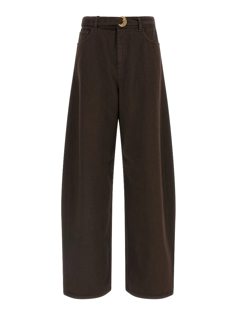 Brown Cotton High-Waisted Jean
