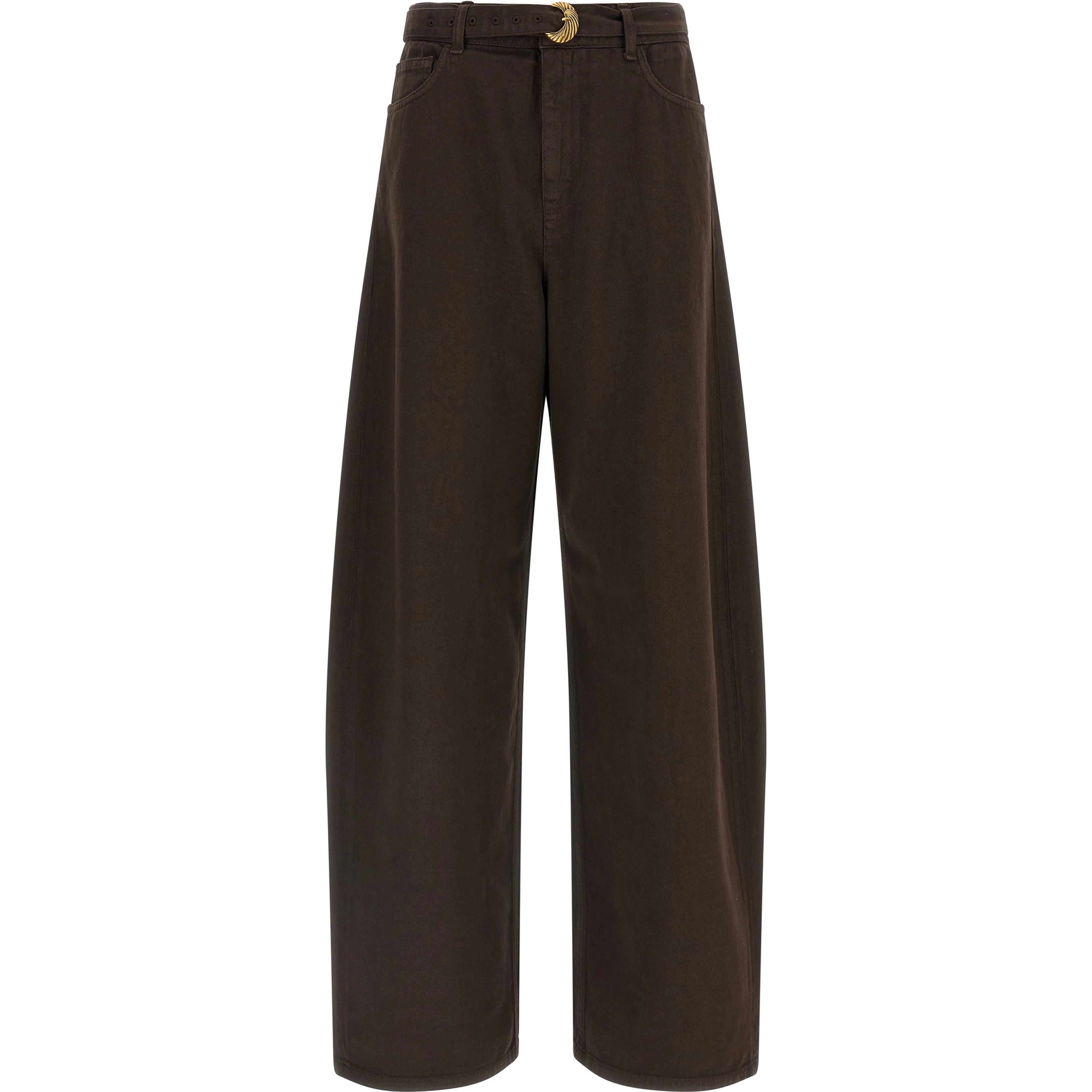 Brown Cotton High-Waisted Jean