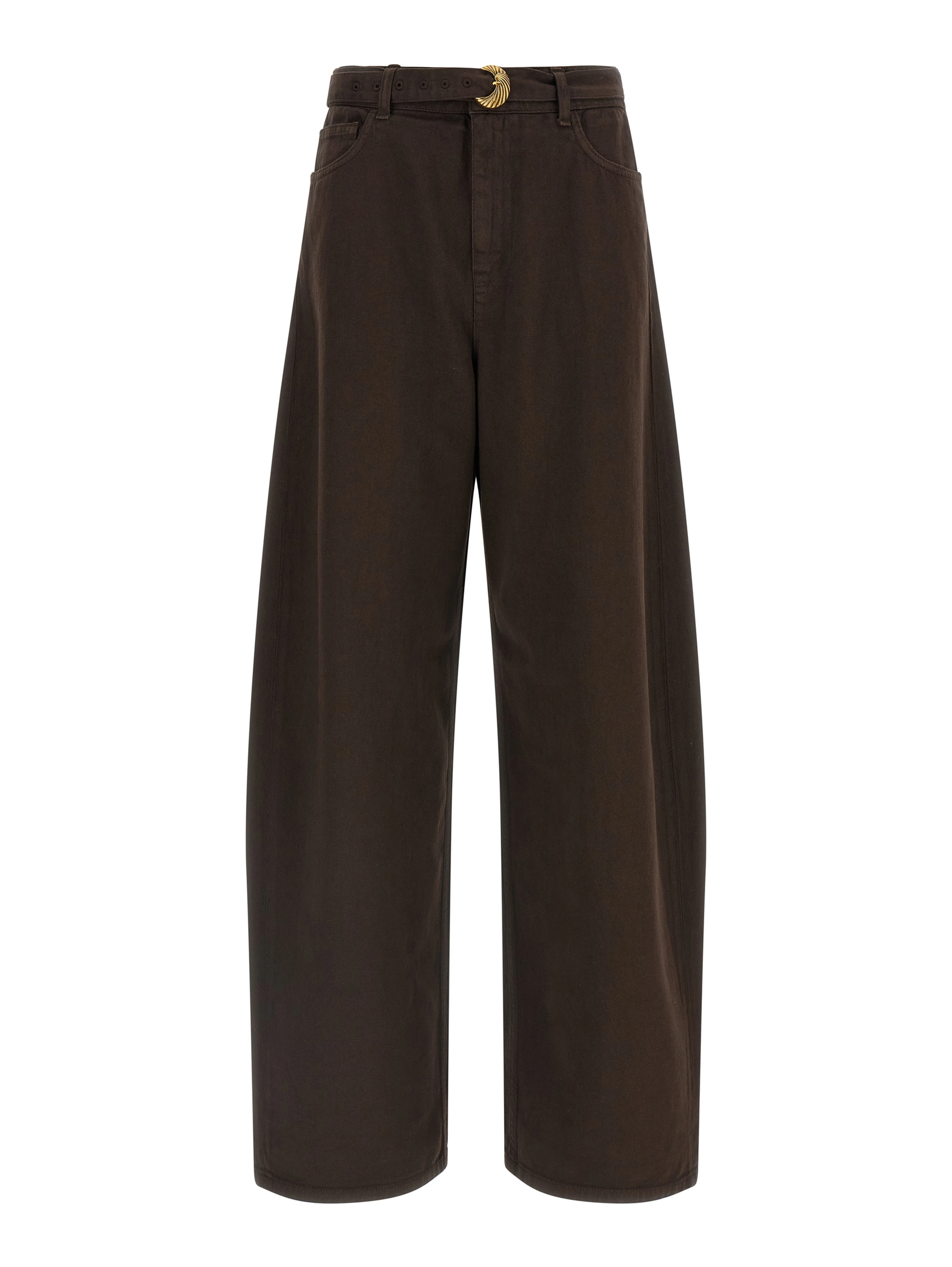 Brown Cotton High-Waisted Jean