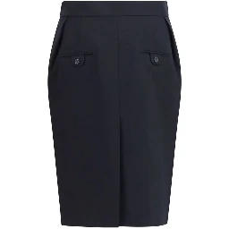 Black Cotton Midi Skirt