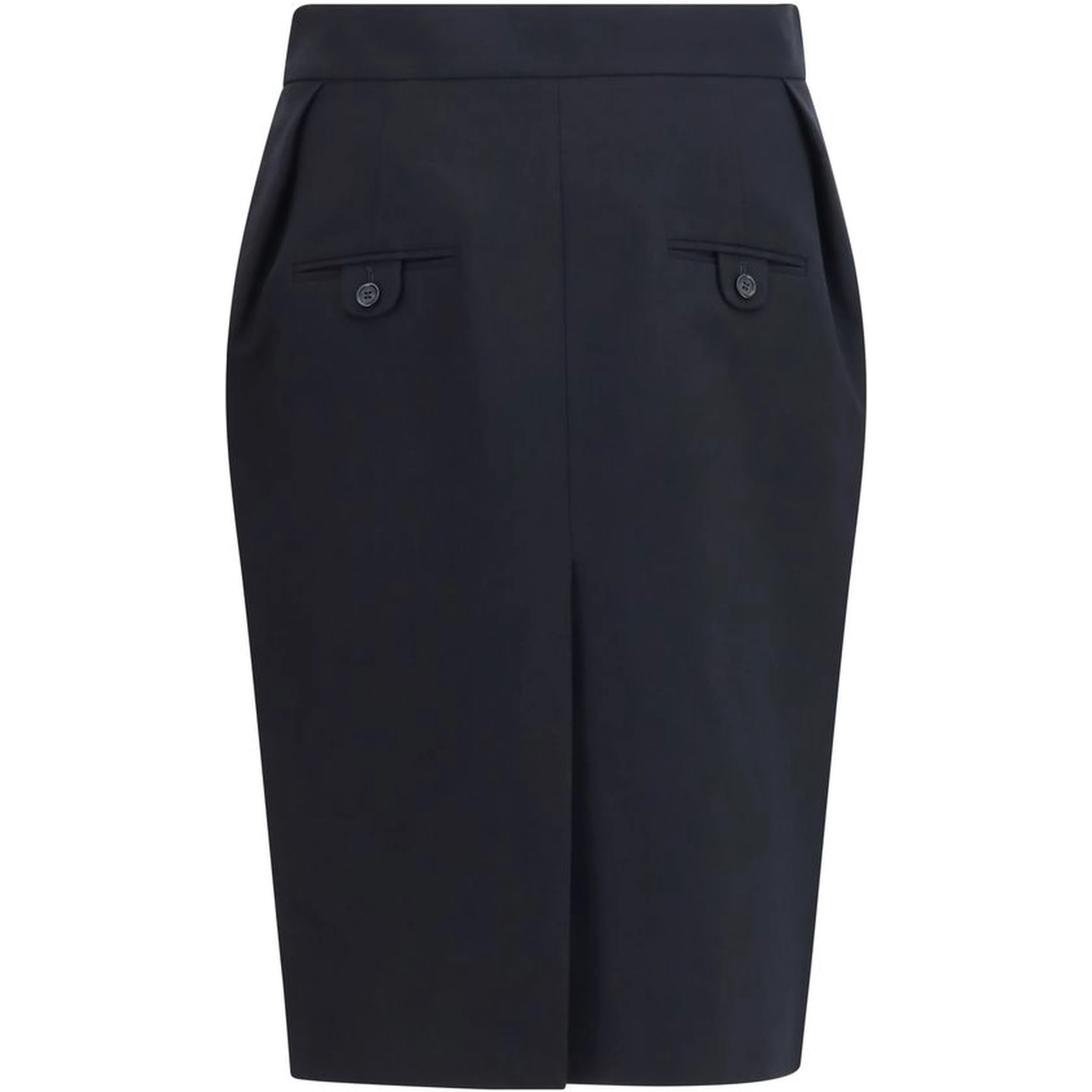 Black Cotton Midi Skirt
