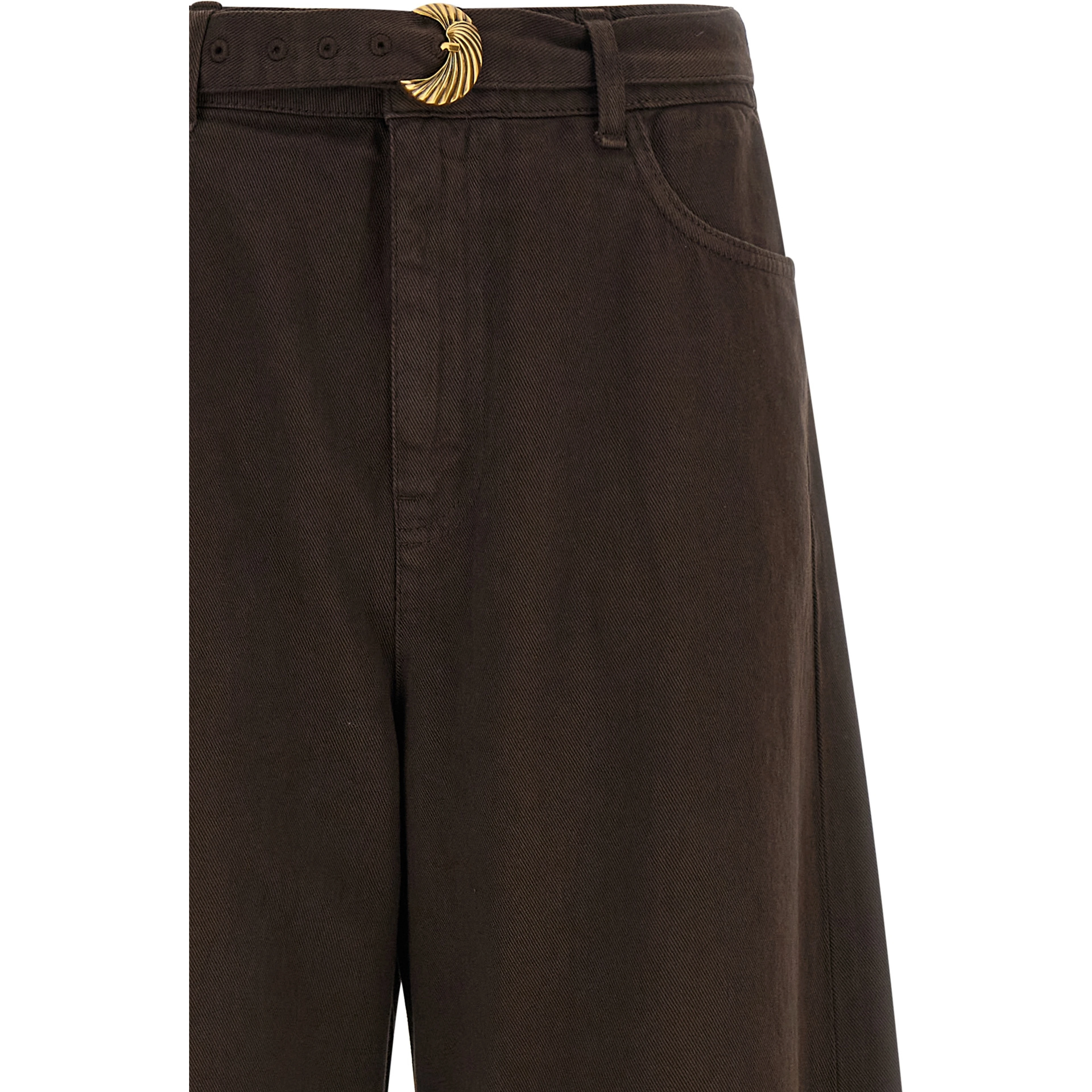 Brown Cotton High-Waisted Jean
