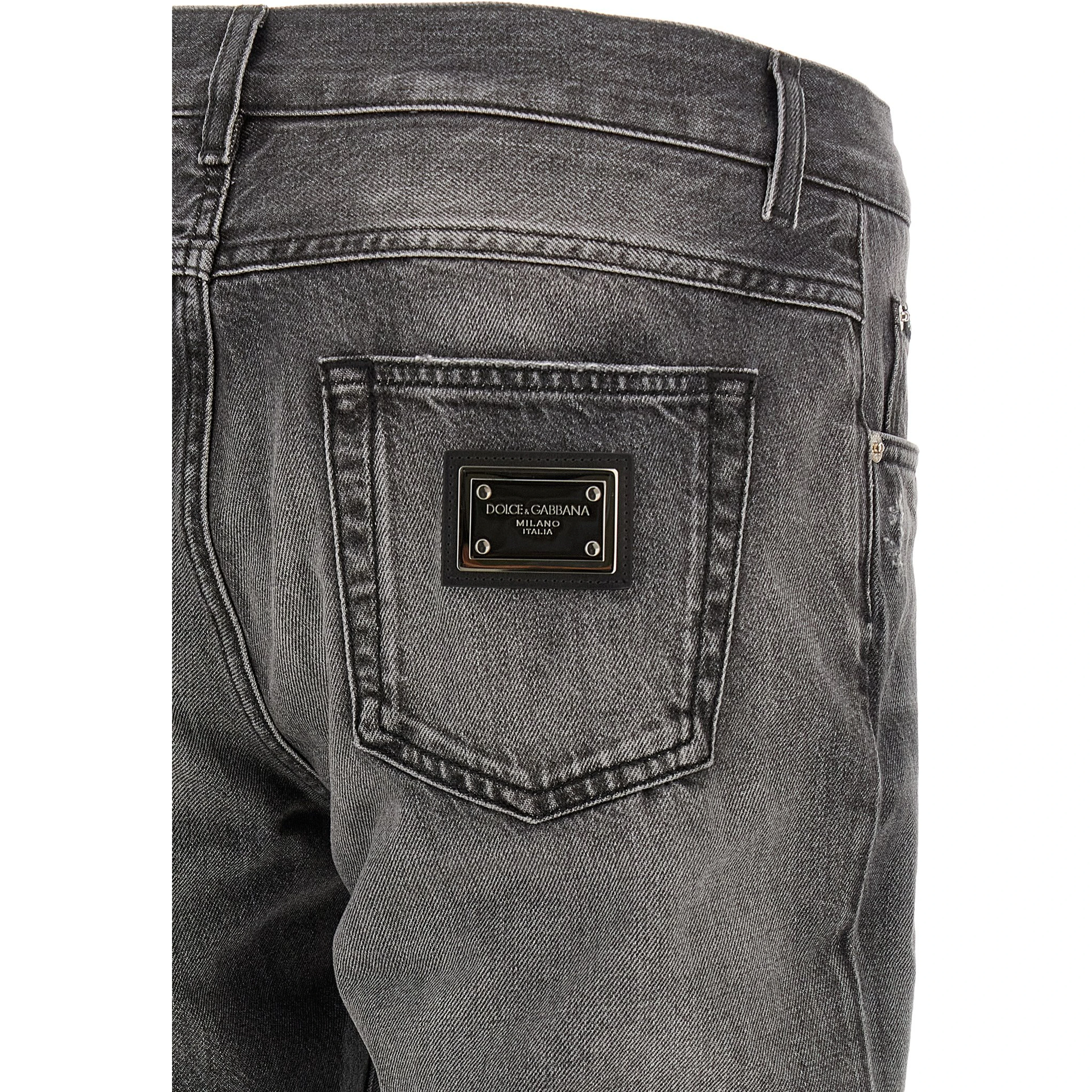 Gray Cotton Jeans Denim
