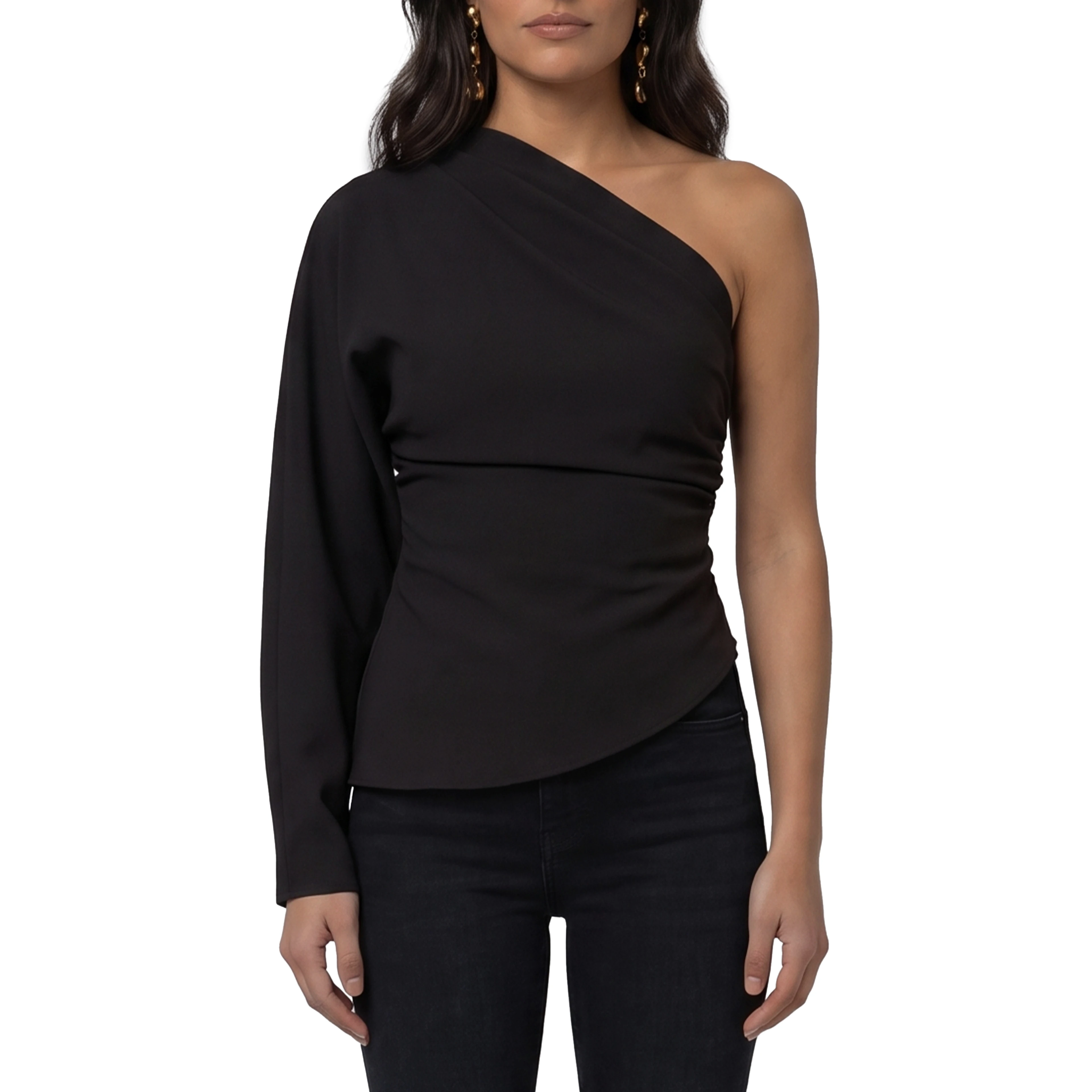 One-shoulder cady blouse