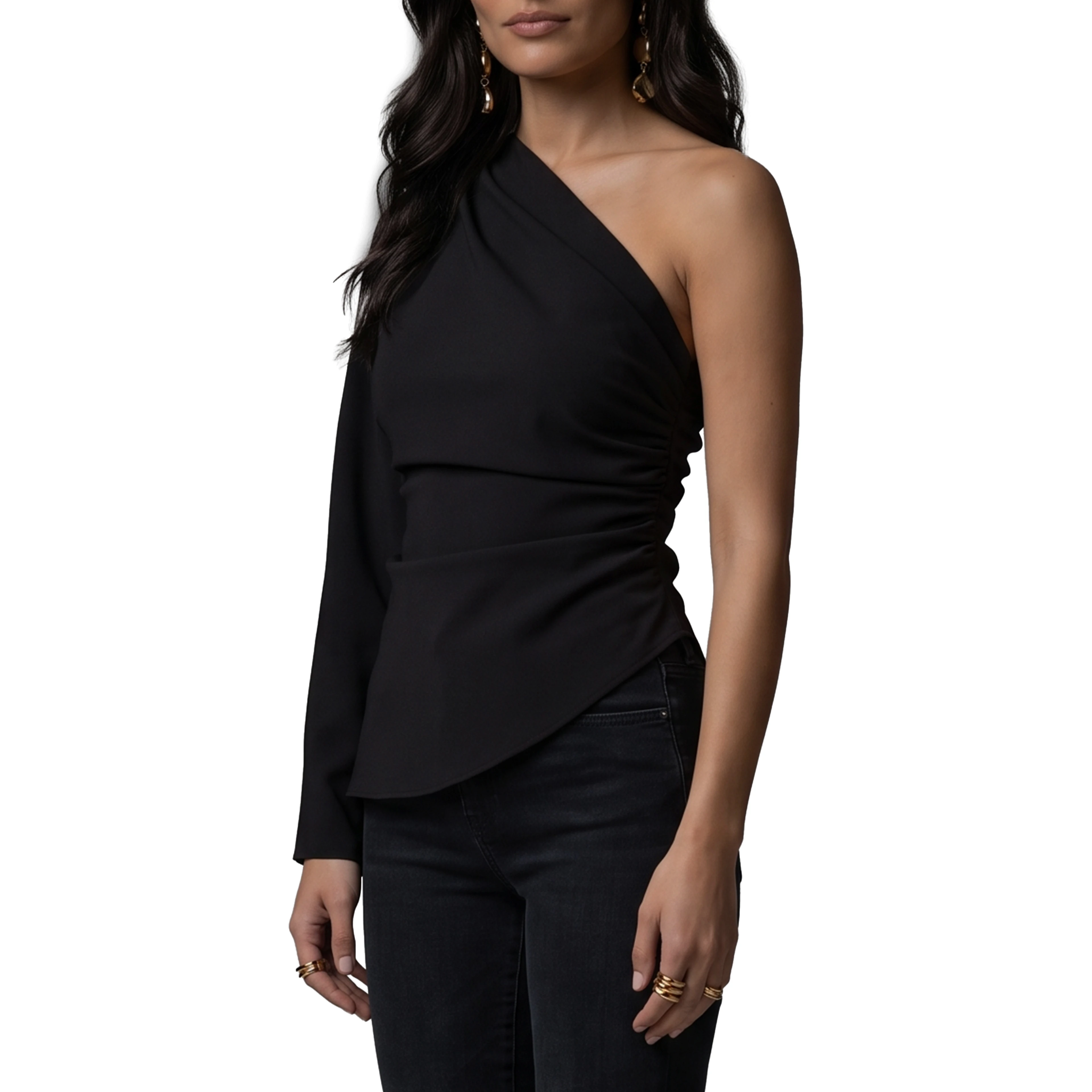 One-shoulder cady blouse