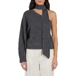 One-shoulder top with scarf detail