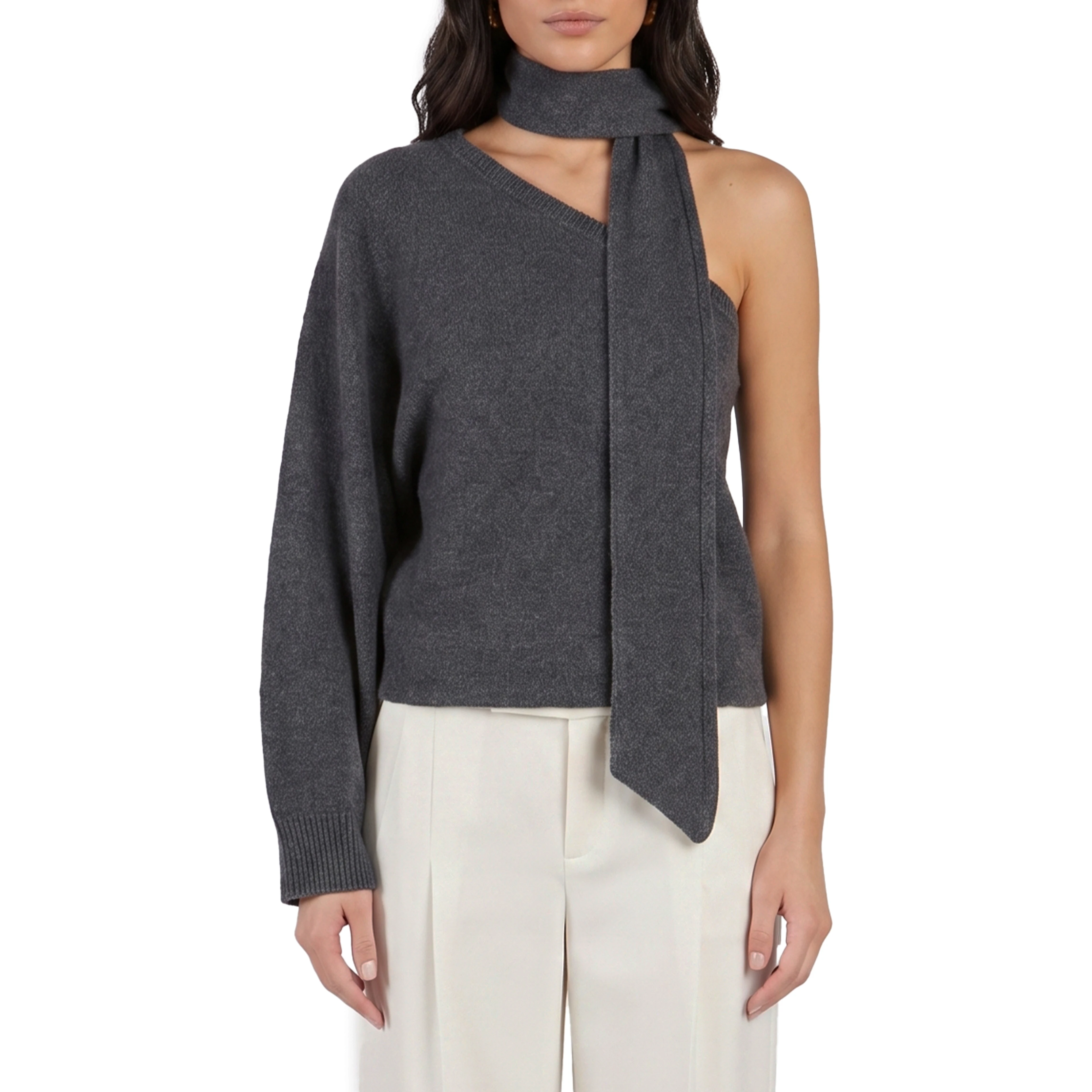 One-shoulder top with scarf detail
