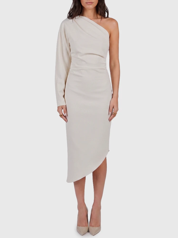 One-shoulder cady longuette dress