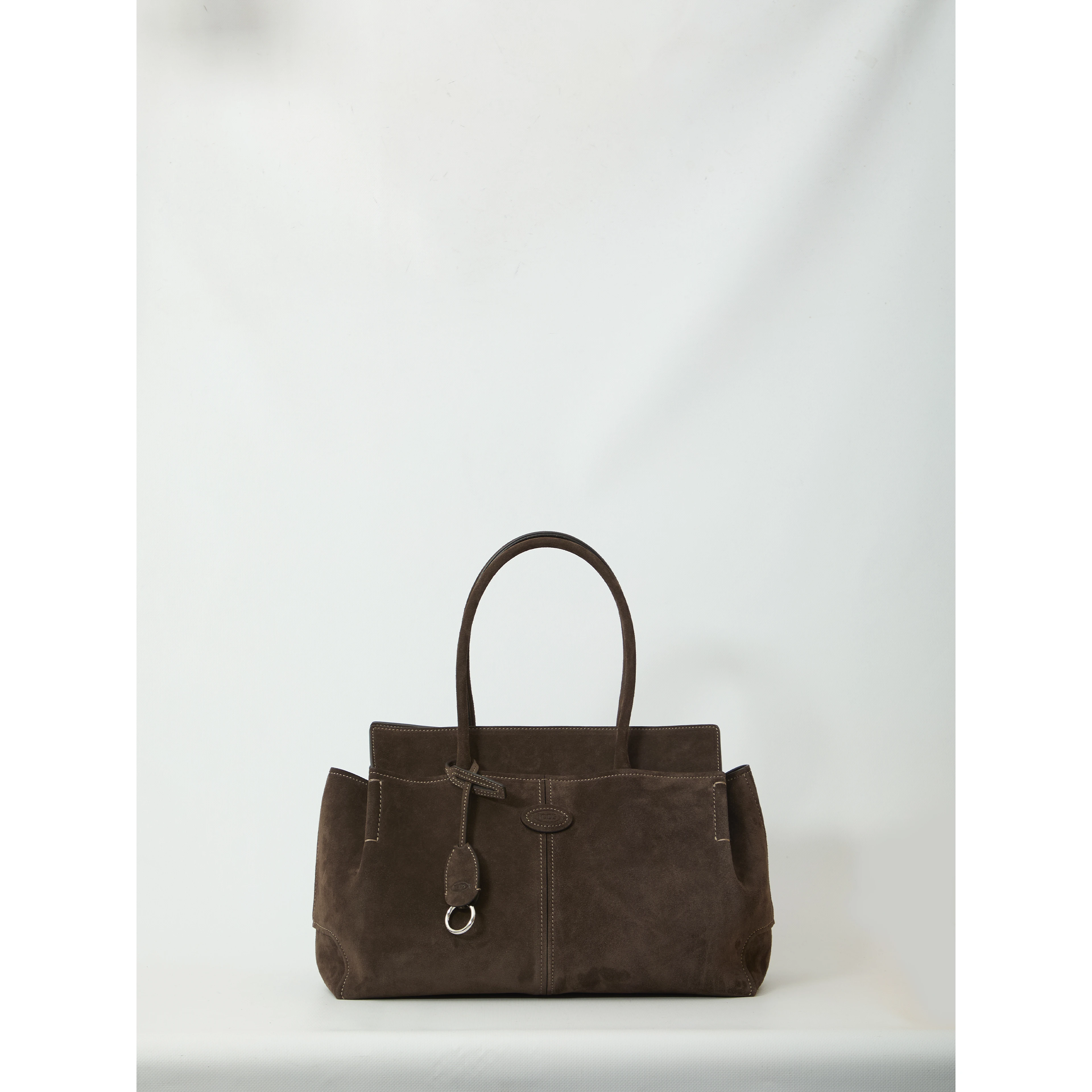 Suede leather shopping bag